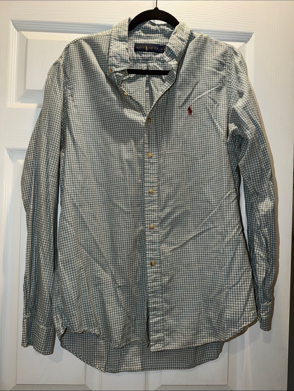 Polo by Ralph Lauren Men’s Light Green Gingham Button-Down Shirt
